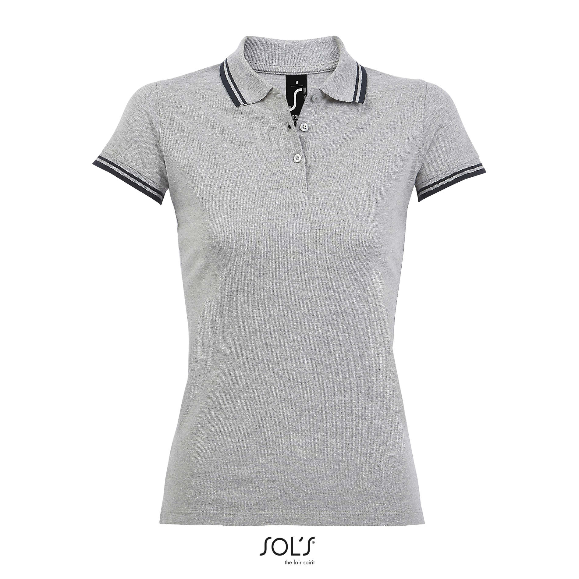 Polo personnalisable femme 200g - Pasadena Gris et Marine